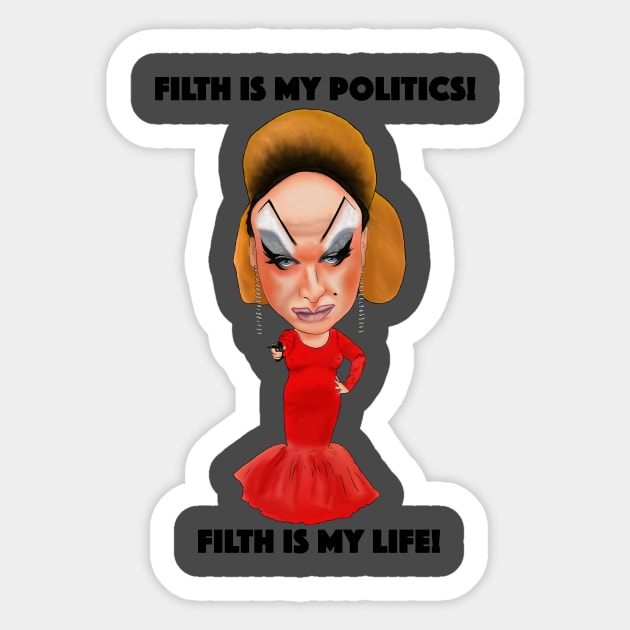 Divine Inspired Illustration Pink Flamingos Filth is My Life Sticker by MelancholyDolly